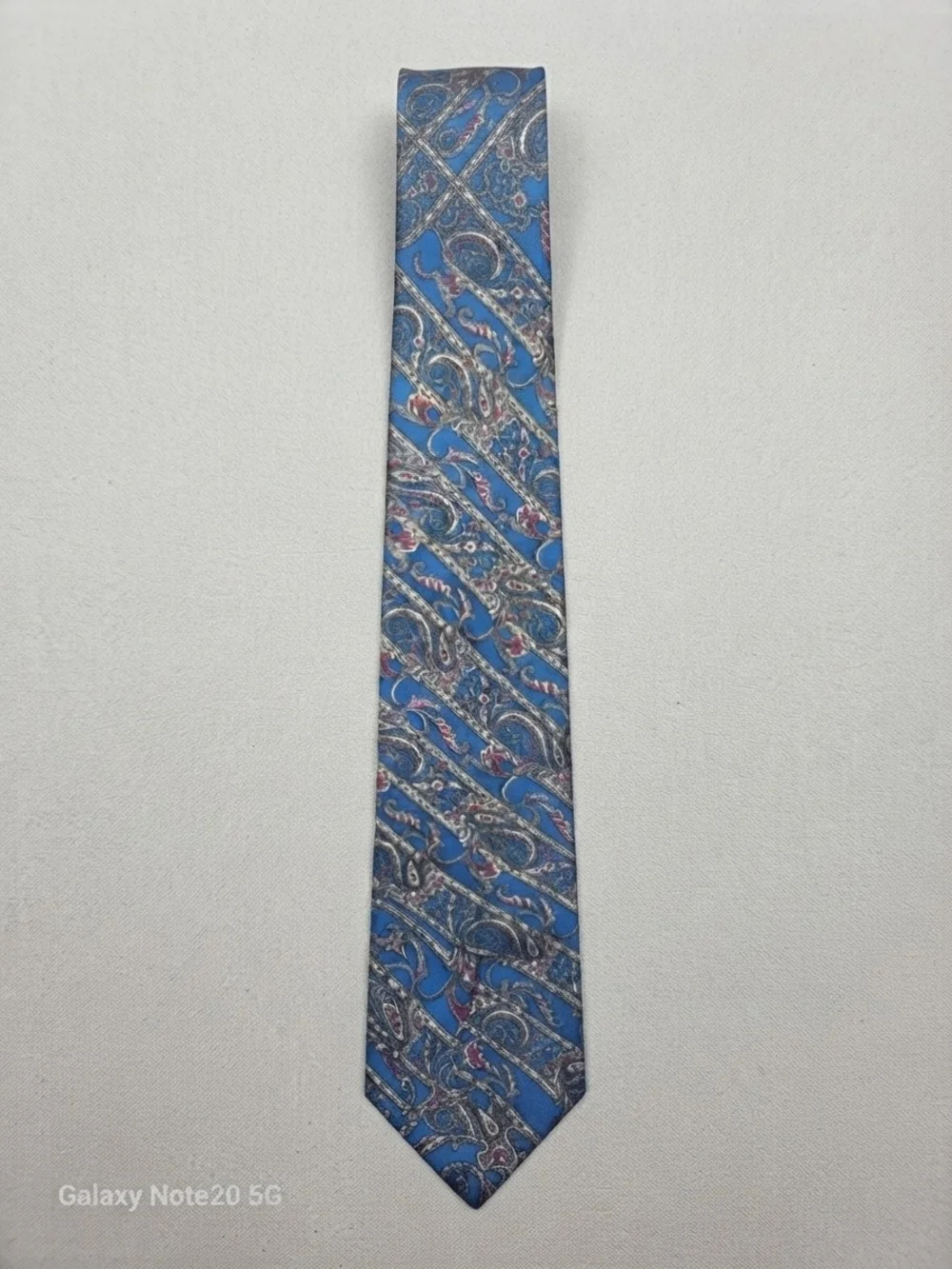 Christian Dior Silk Blue Gray Green Burgundy Paisley Tie EUC